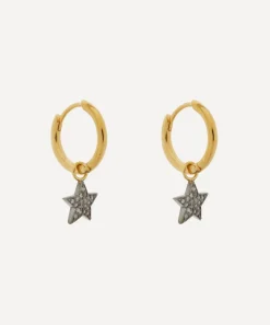 Kirstie Le Marque Earrings^Gold-Plated Diamond Star Hoop Earrings