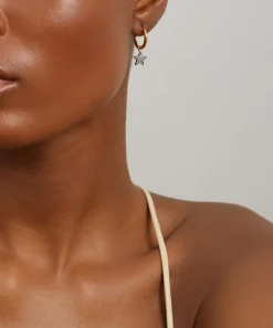 Kirstie Le Marque Earrings^Gold-Plated Diamond Star Hoop Earrings
