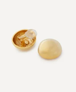 Kenneth Jay Lane Earrings^Gold-Plated Domed Button Clip-On Earrings