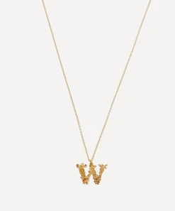 Alex Monroe Necklaces^Gold-Plated Floral Letter W Alphabet Necklace