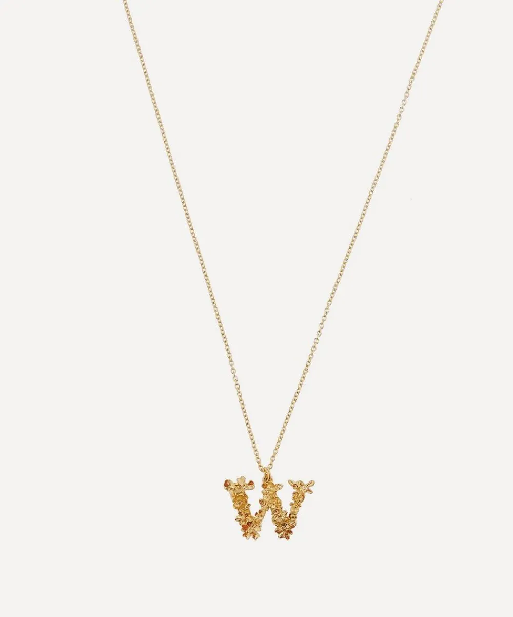 Alex Monroe Necklaces^Gold-Plated Floral Letter W Alphabet Necklace