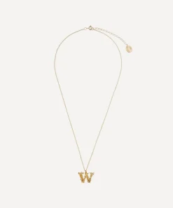 Alex Monroe Necklaces^Gold-Plated Floral Letter W Alphabet Necklace