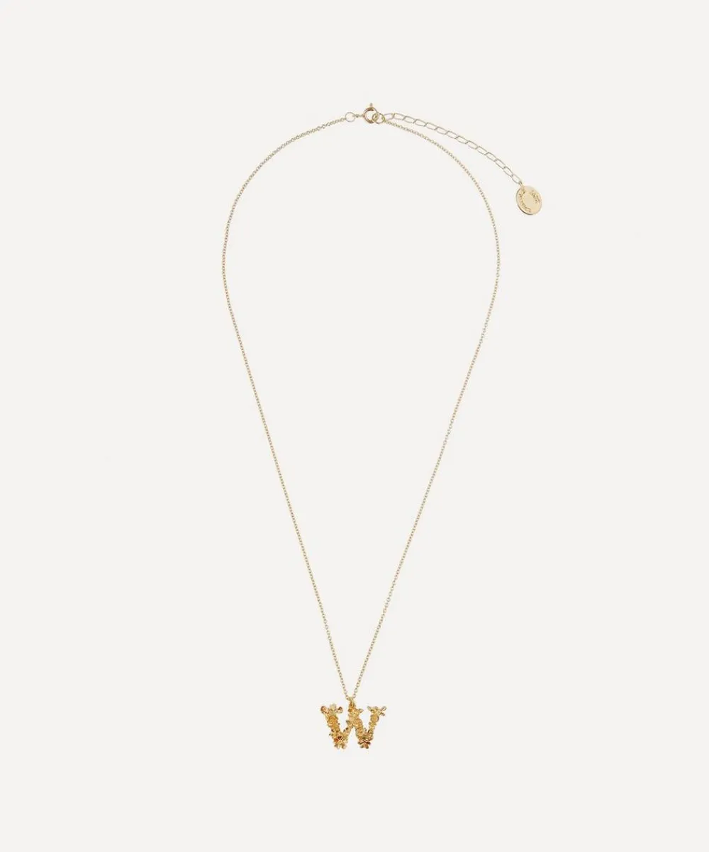 Alex Monroe Necklaces^Gold-Plated Floral Letter W Alphabet Necklace
