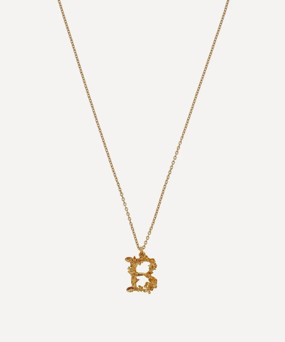 Alex Monroe Necklaces^Gold-Plated Floral Letter B Alphabet Necklace