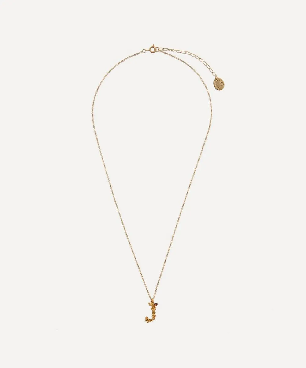Alex Monroe Necklaces^Gold-Plated Floral Letter J Alphabet Necklace
