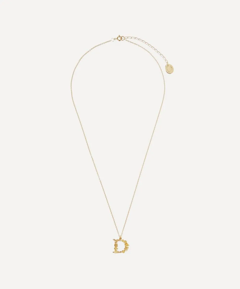 Alex Monroe Necklaces^Gold-Plated Floral Letter D Alphabet Necklace