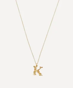 Alex Monroe Necklaces^Gold-Plated Floral Letter K Alphabet Necklace