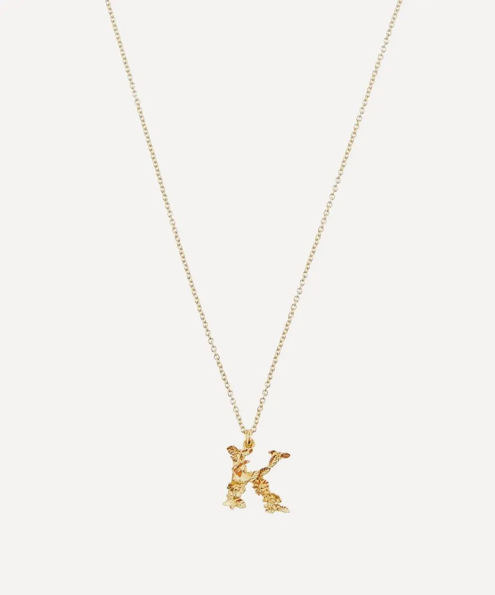 Alex Monroe Necklaces^Gold-Plated Floral Letter K Alphabet Necklace