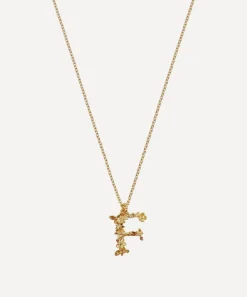 Alex Monroe Necklaces^Gold-Plated Floral Letter F Alphabet Necklace