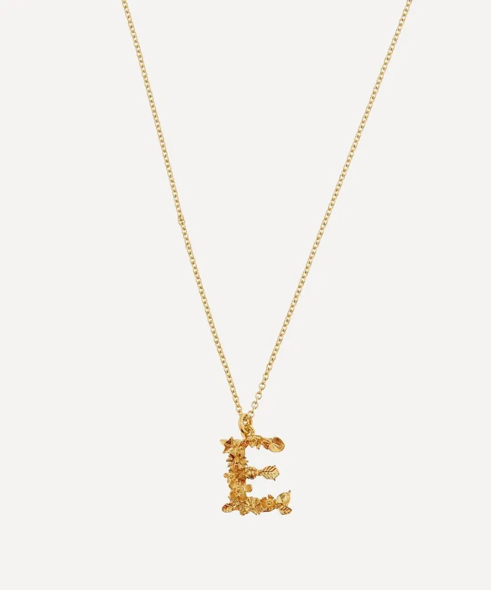 Alex Monroe Necklaces^Gold-Plated Floral Letter E Alphabet Necklace
