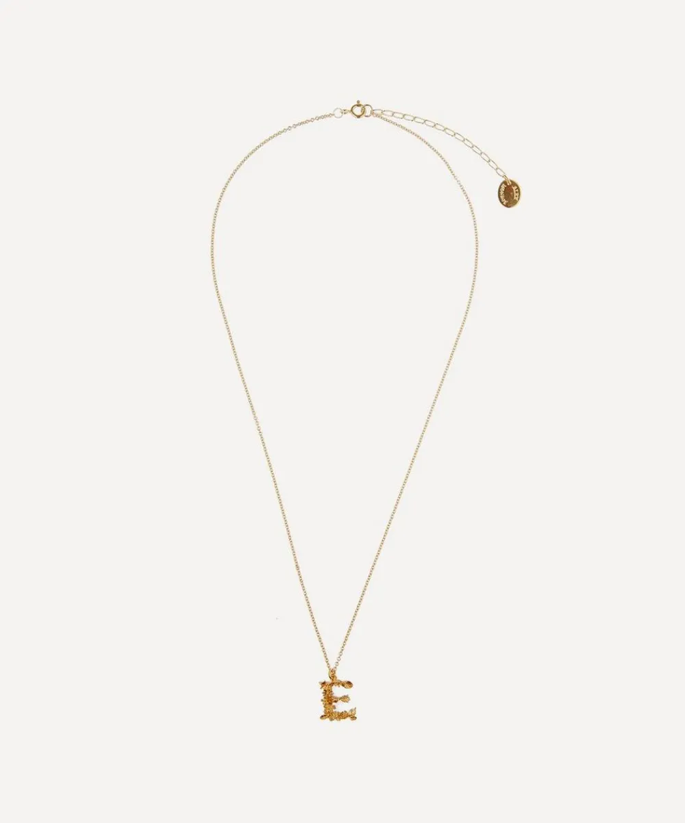 Alex Monroe Necklaces^Gold-Plated Floral Letter E Alphabet Necklace