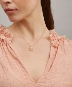 Alex Monroe Necklaces^Gold-Plated Floral Letter R Alphabet Necklace