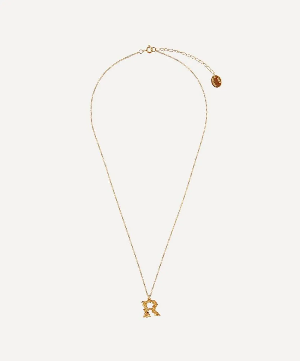Alex Monroe Necklaces^Gold-Plated Floral Letter R Alphabet Necklace