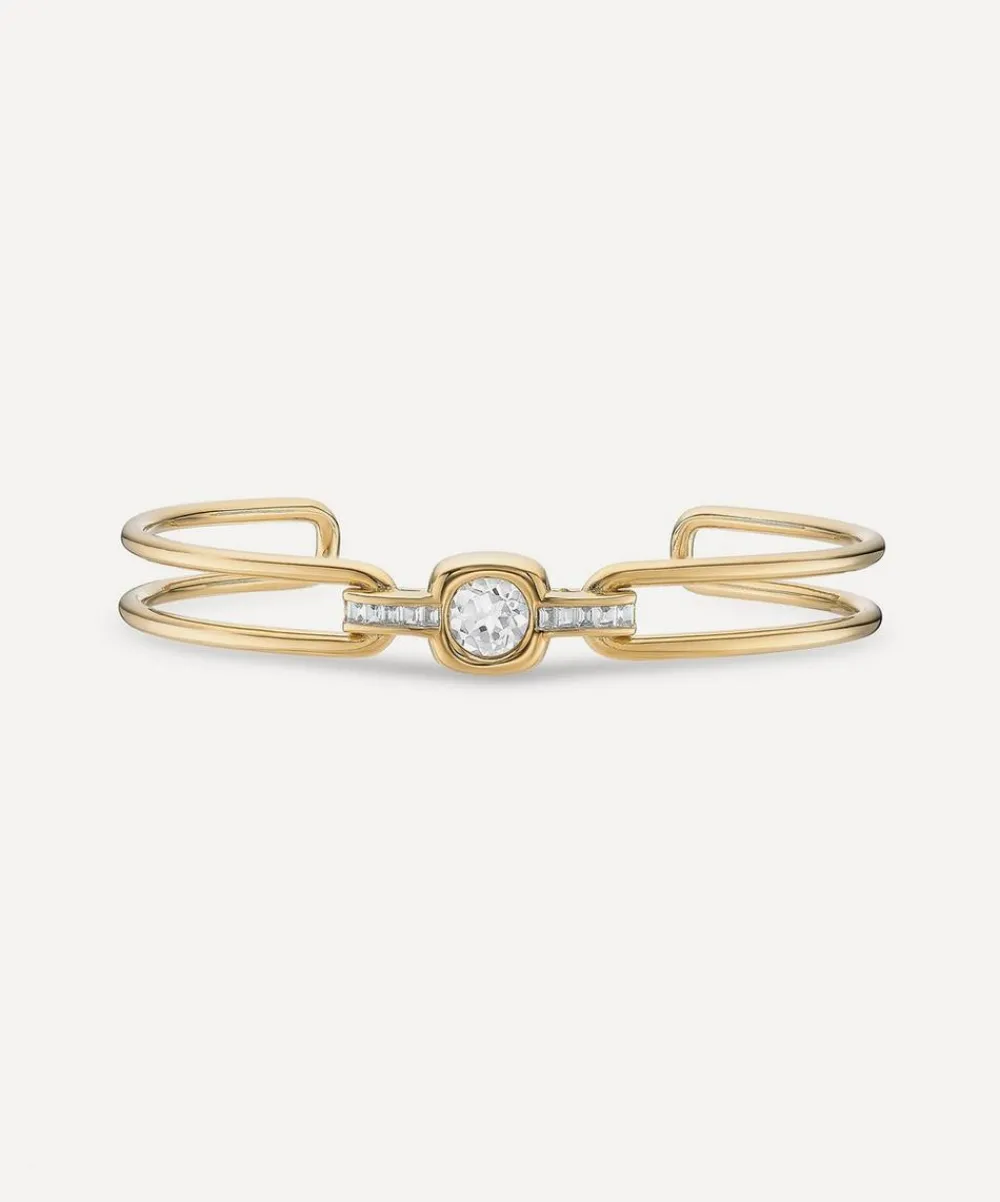 Laura Vann Bracelets^Gold-Plated Gaia White Topaz Bangle Bracelet