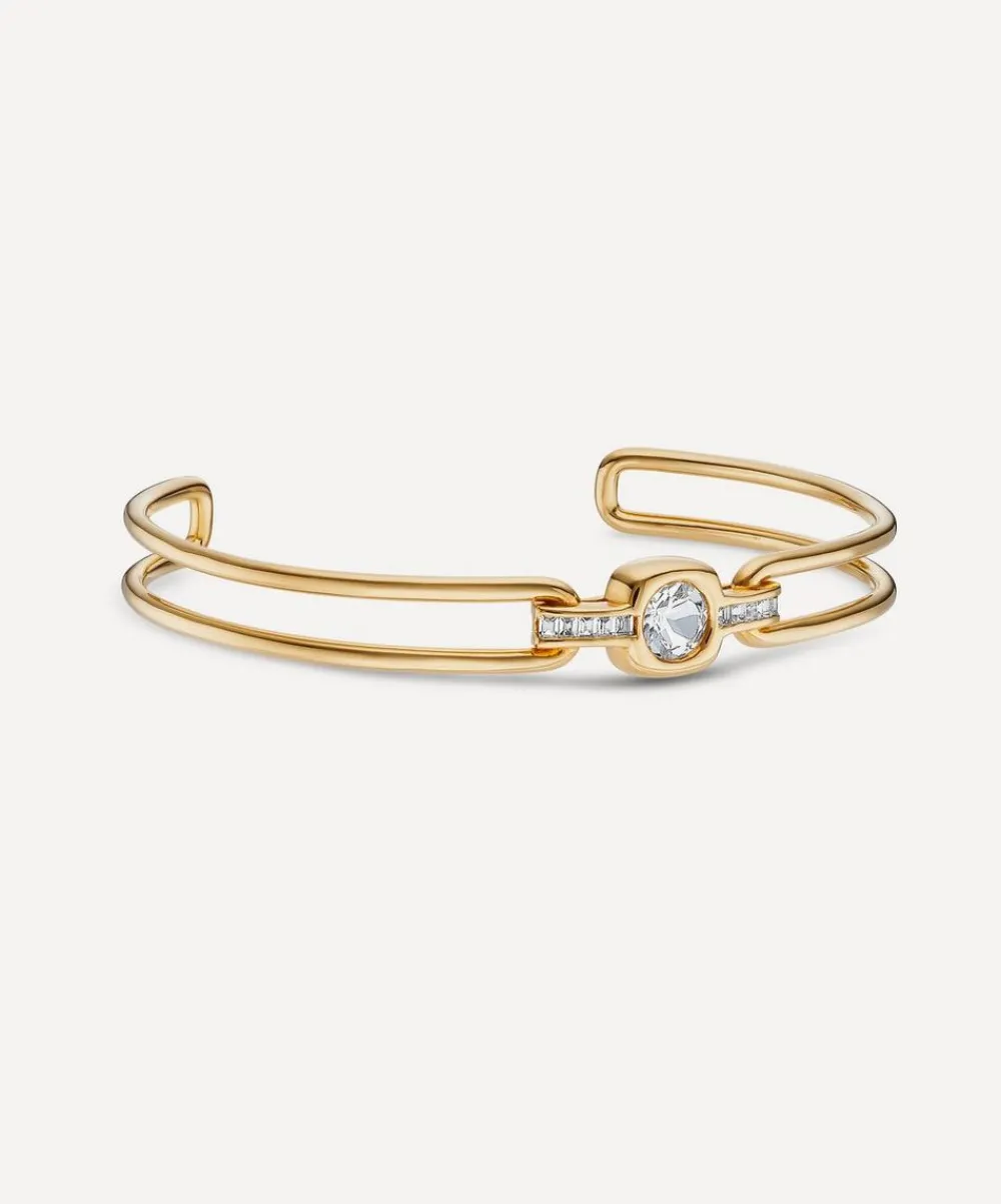 Laura Vann Bracelets^Gold-Plated Gaia White Topaz Bangle Bracelet