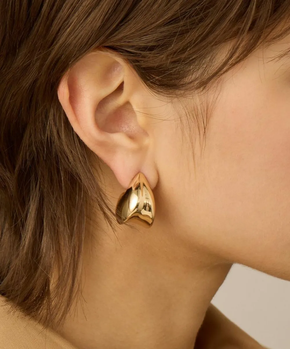 JENNY BIRD Earrings|Earrings^Gold-Plated Nouveaux Puff Hoop Earrings