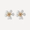 Kenneth Jay Lane Earrings^Gold-Plated Pearl Flower Clip-On Earrings