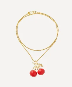 Kenneth Jay Lane Necklaces^Gold-Plated Rope Chain and Cherry Pendant Necklace