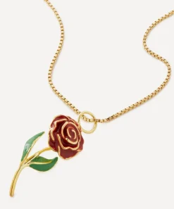 Anna + Nina Charms & Pendants^Gold-Plated Roses Are Red Charm Necklace