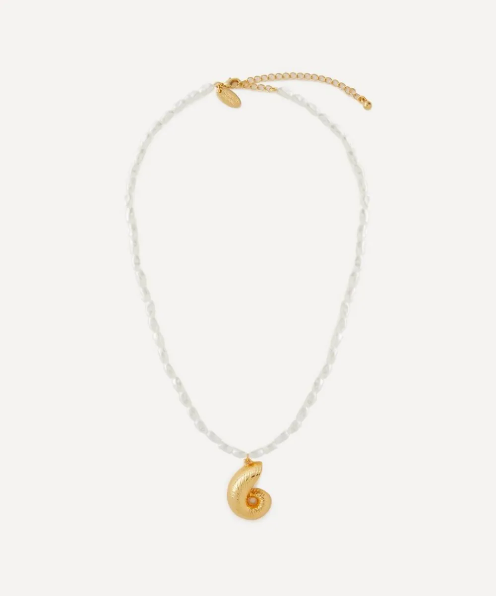 Kenneth Jay Lane Necklaces^Gold-Plated Seashell Pendant Necklace