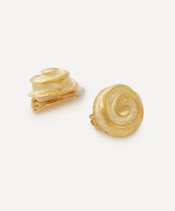 Kenneth Jay Lane Earrings^Gold-Plated Swirl Button Clip-On Earrings