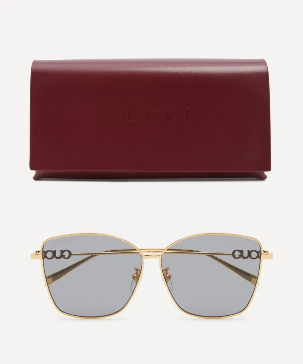 Gucci Sunglasses & Glasses^Gold-Tone Cat-Eye Sunglasses