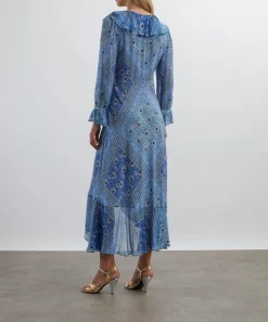 RIXO Dresses^Gracie Boho Scarf Blue Midi Dress