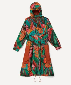FARM Rio Coats & Jackets^Green Banana Foliage Maxi Raincoat