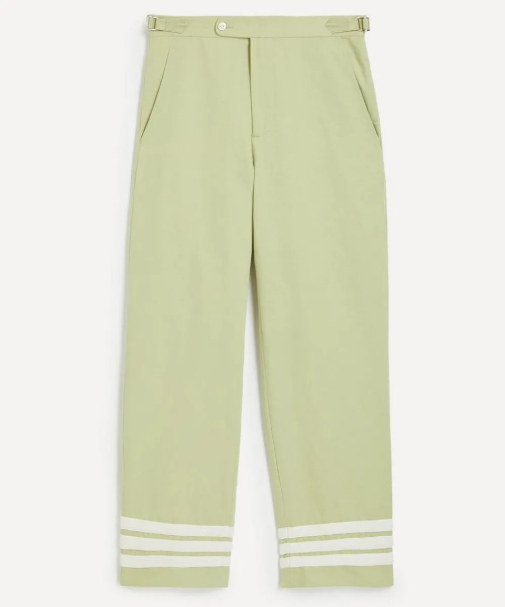 Bode Trousers^Green-Cream Tri-Stripe Trousers