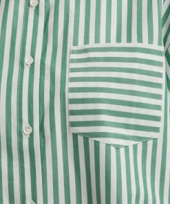 Solid & Striped Tops^Green-White Stripe Avril Button-Down Shirt