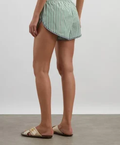 Solid & Striped Trousers & Shorts^Green-White Stripe Lester Shorts