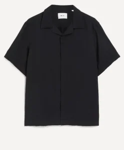 NN07 Shirts^Hank Black Open Collar Shirt