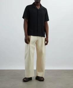 NN07 Shirts^Hank Black Open Collar Shirt