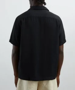 NN07 Shirts^Hank Black Open Collar Shirt