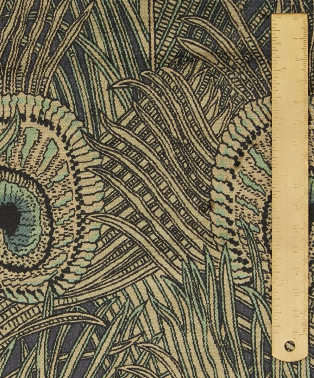 Liberty Interiors Furnishing Fabrics^Hera Feather Vintage Velvet in Jade