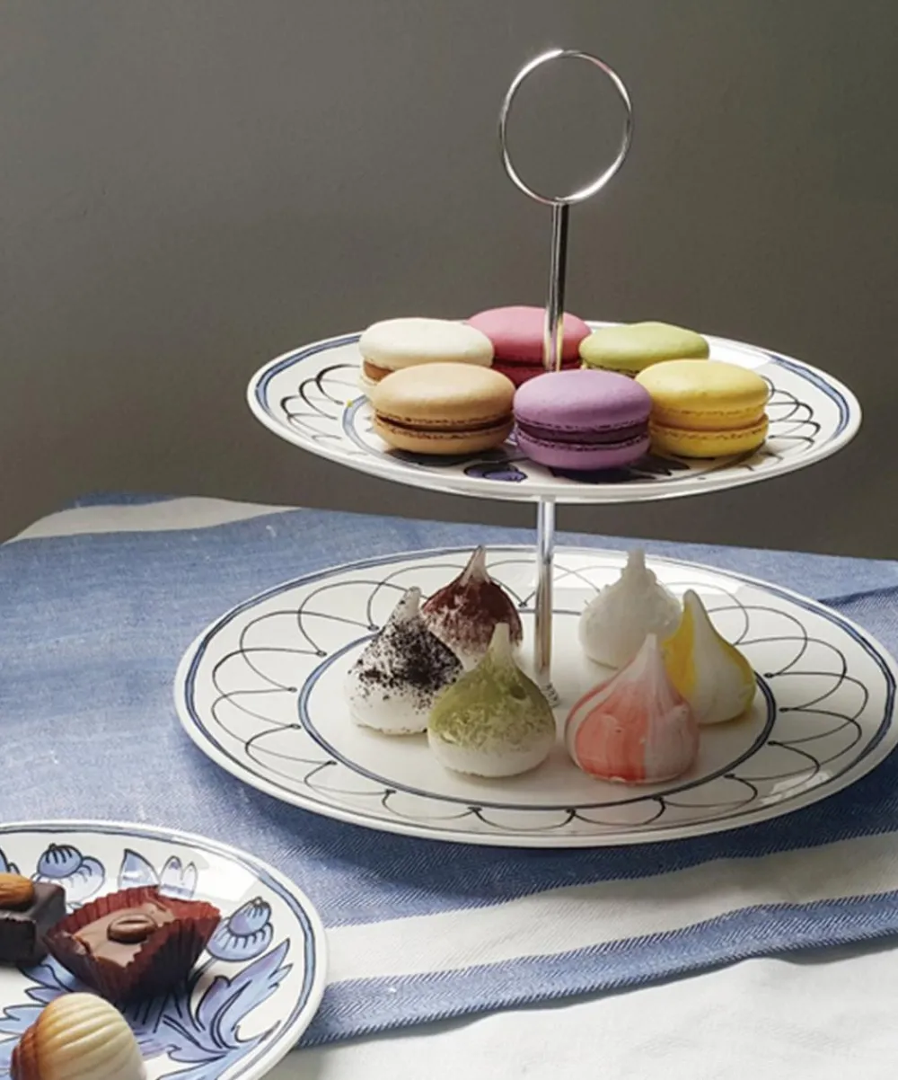 Twig New York Tableware^Heritage Blue Bird Two-Tiered Cake Stand