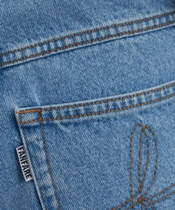 FANFARE Jeans^High Waisted Mum Fit Floral Trim Jeans