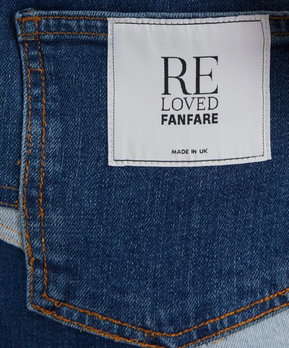 FANFARE Skirts^High Waisted Upcycled Patchwork Denim Long Skirt with Slit