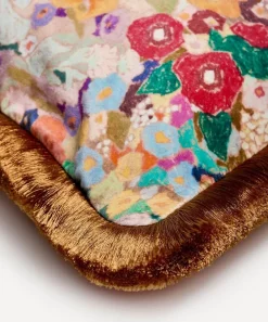 House of Hackney Cushions^Hollyhocks Medium Velvet Fringed Cushion