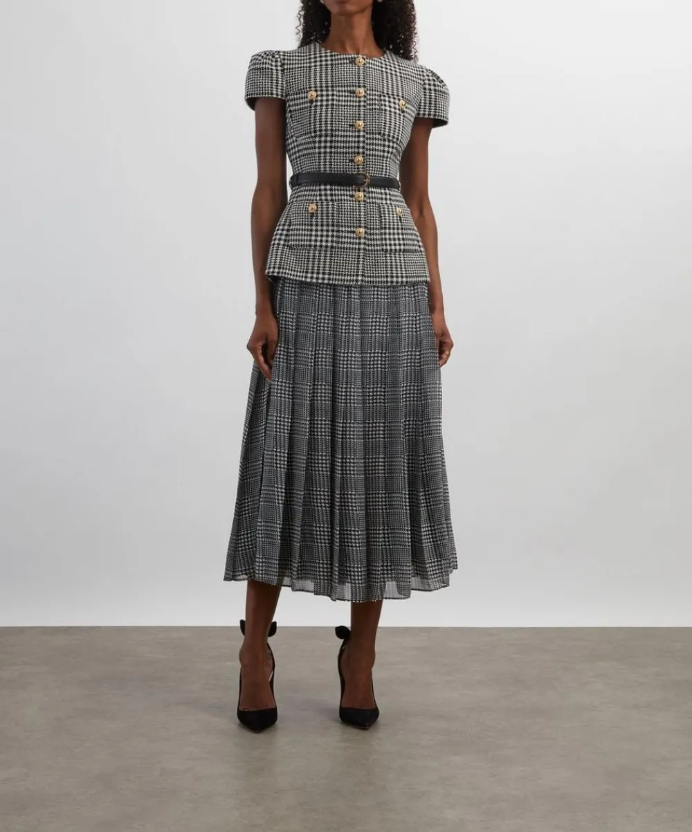 Self-Portrait Dresses^Houndstooth Tailored Midi Dress