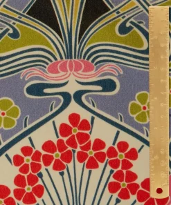Liberty Interiors Furnishing Fabrics^Ianthe Bloom Multi Cotton Velvet in Lichen
