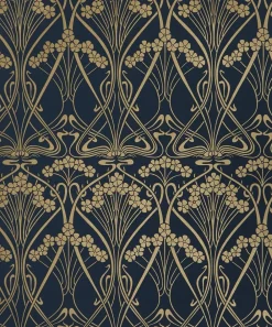 Liberty Interiors Wallpaper^Ianthe Mono Wallpaper in Lapis