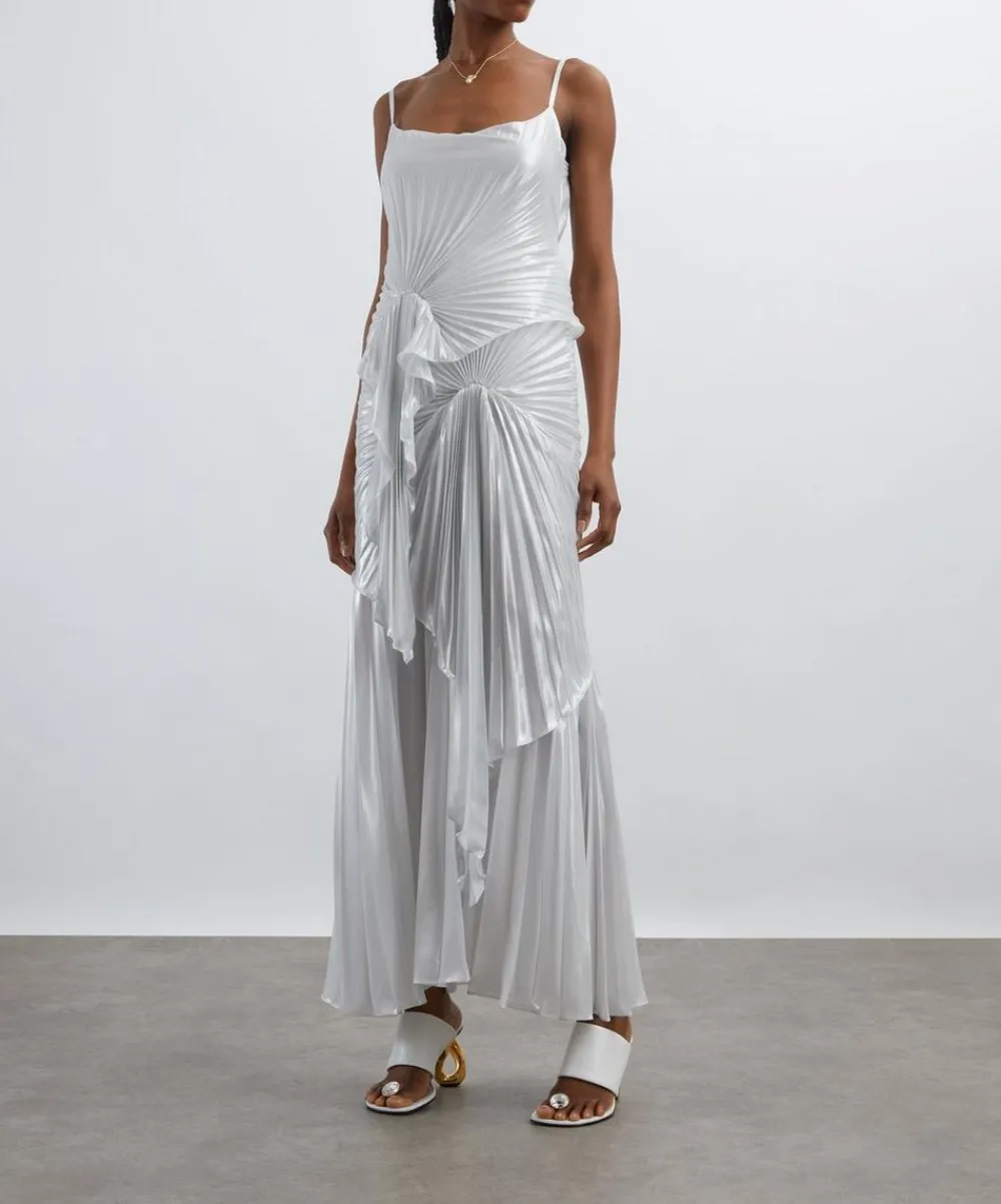 Georgia Hardinge Dresses^Ivory Torrent Pleated Floor-Length Dress