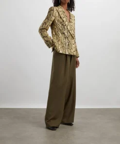 Dries Van Noten Trousers & Shorts^Khaki Belted Wool-Mohair Trousers