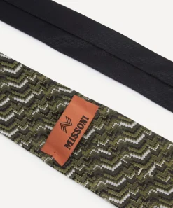 Missoni Ties^Khaki Chevron Zig-Zag Silk Tie