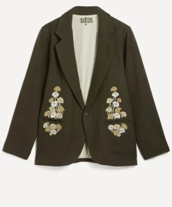 Kartik Research Coats & Jackets^Khaki Hand-Embroidered Blazer