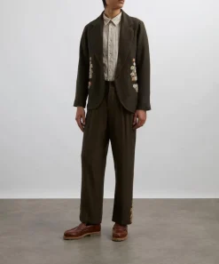 Kartik Research Coats & Jackets^Khaki Hand-Embroidered Blazer