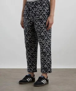 Wax London Trousers^Kurt Navy Flower Stamp Jacquard Trousers