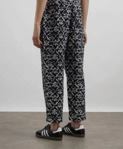 Wax London Trousers^Kurt Navy Flower Stamp Jacquard Trousers