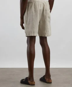 Wax London Shorts^Kurt Washed Beige Linen Shorts